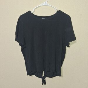 Aerie Black Tie-Front Short Sleeve Tee